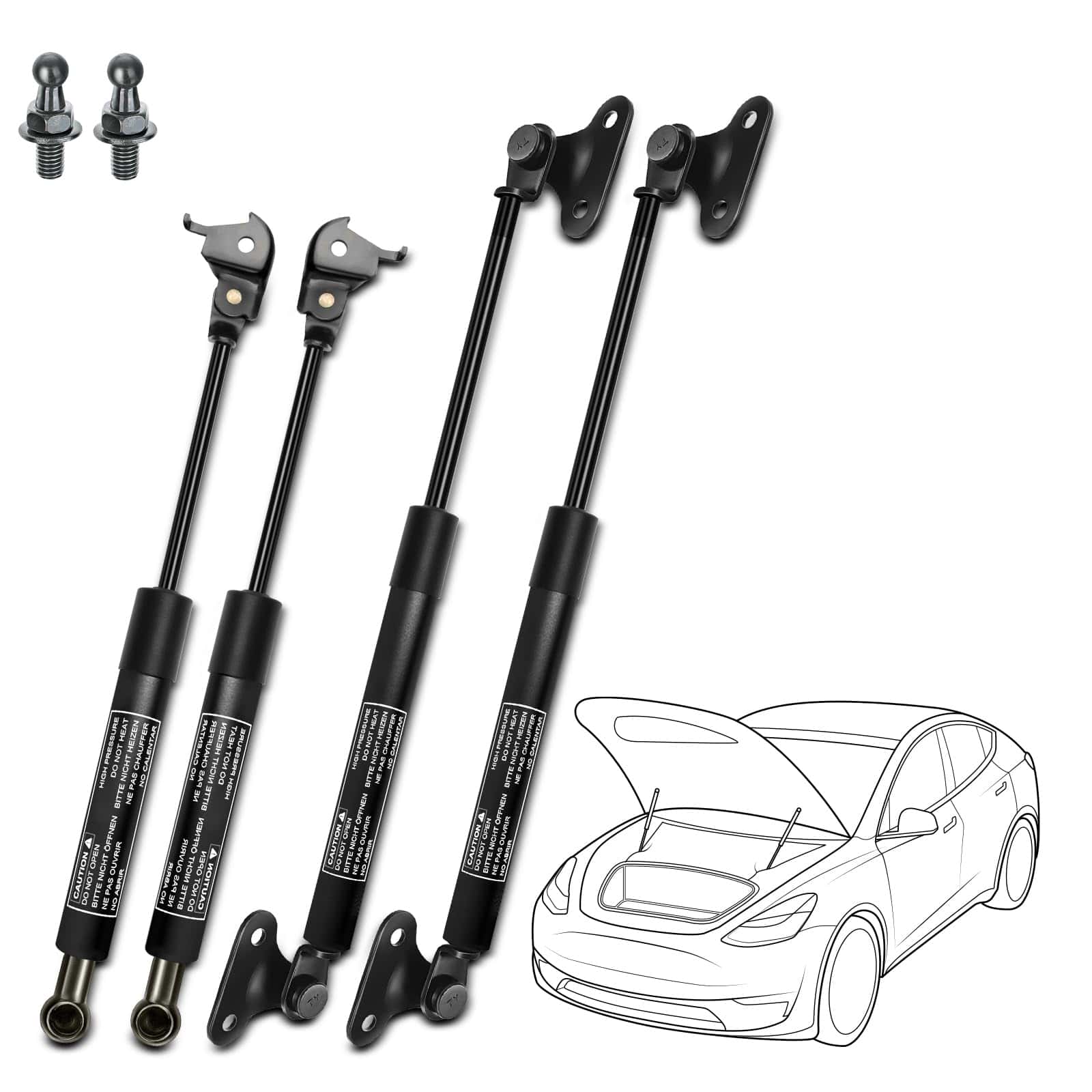 YHTAUTO 4PCS Amortiguadores de Capó y Elevador de Portón
