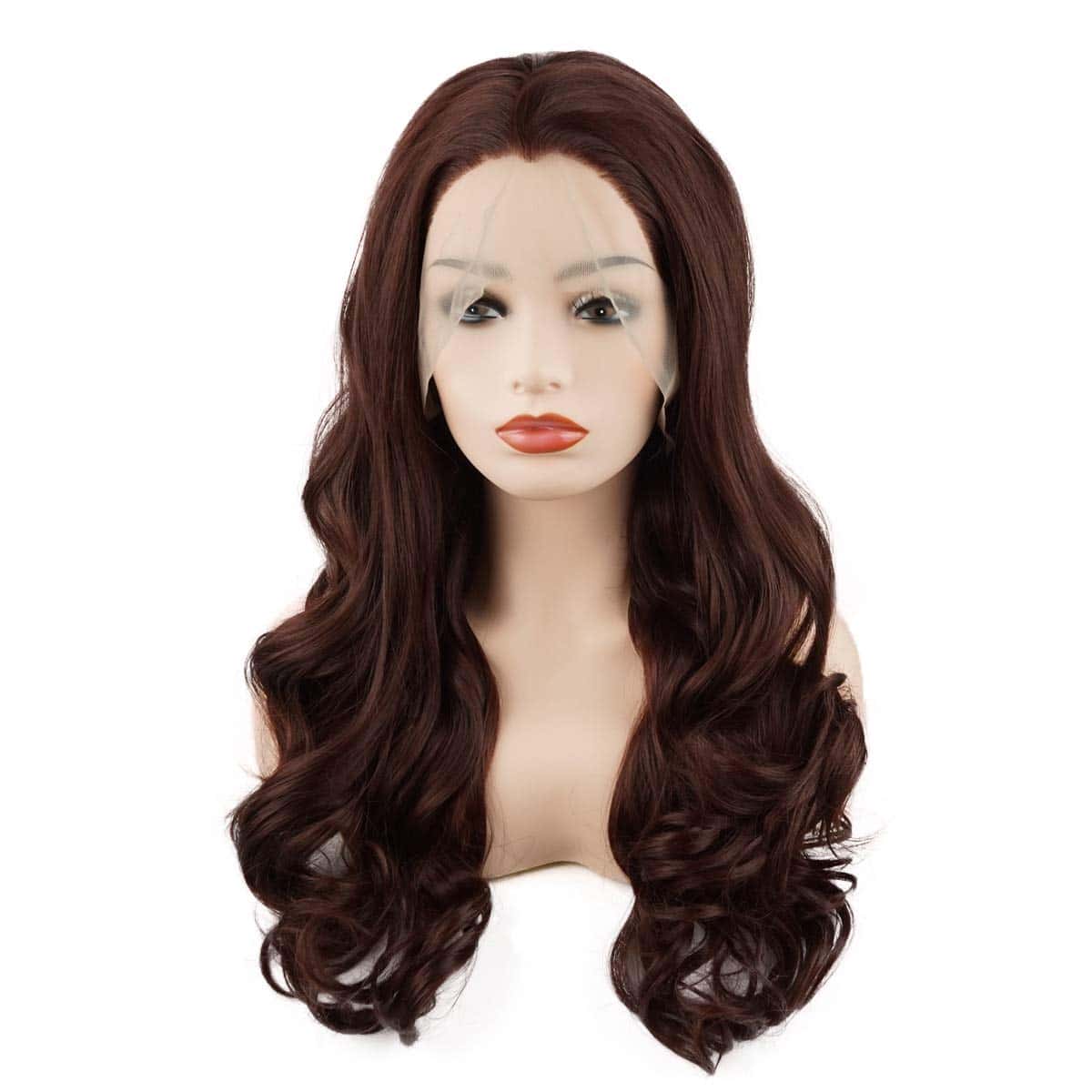 Peluca Sintética Larga Ondulada Auburn de 24 Pulgadas de - Imagen 4