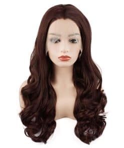 Peluca Sintética Larga Ondulada Auburn de 24 Pulgadas de