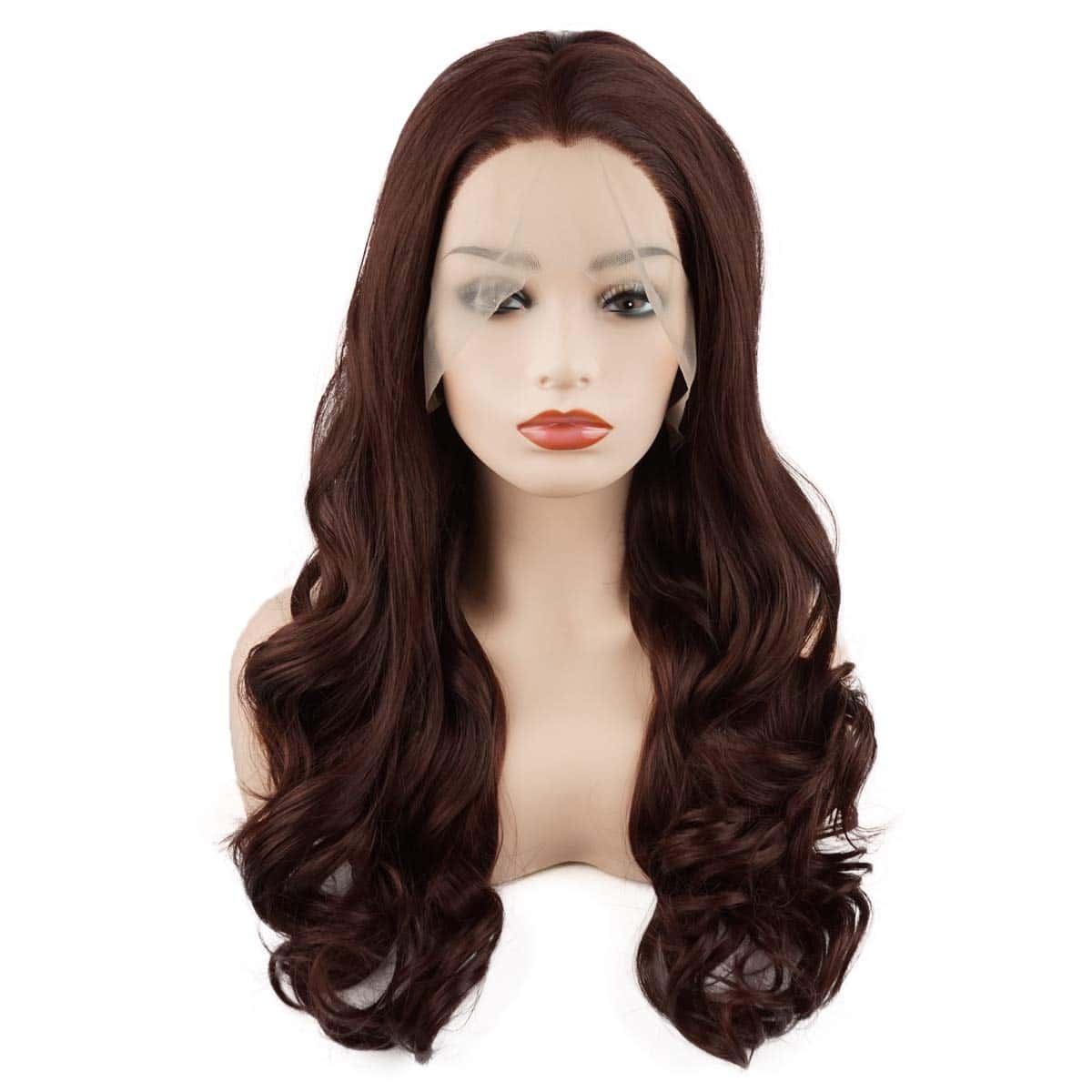 Peluca Sintética Larga Ondulada Auburn de 24 Pulgadas de