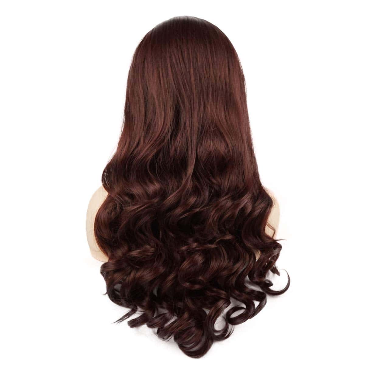 Peluca Sintética Larga Ondulada Auburn de 24 Pulgadas de - Imagen 5