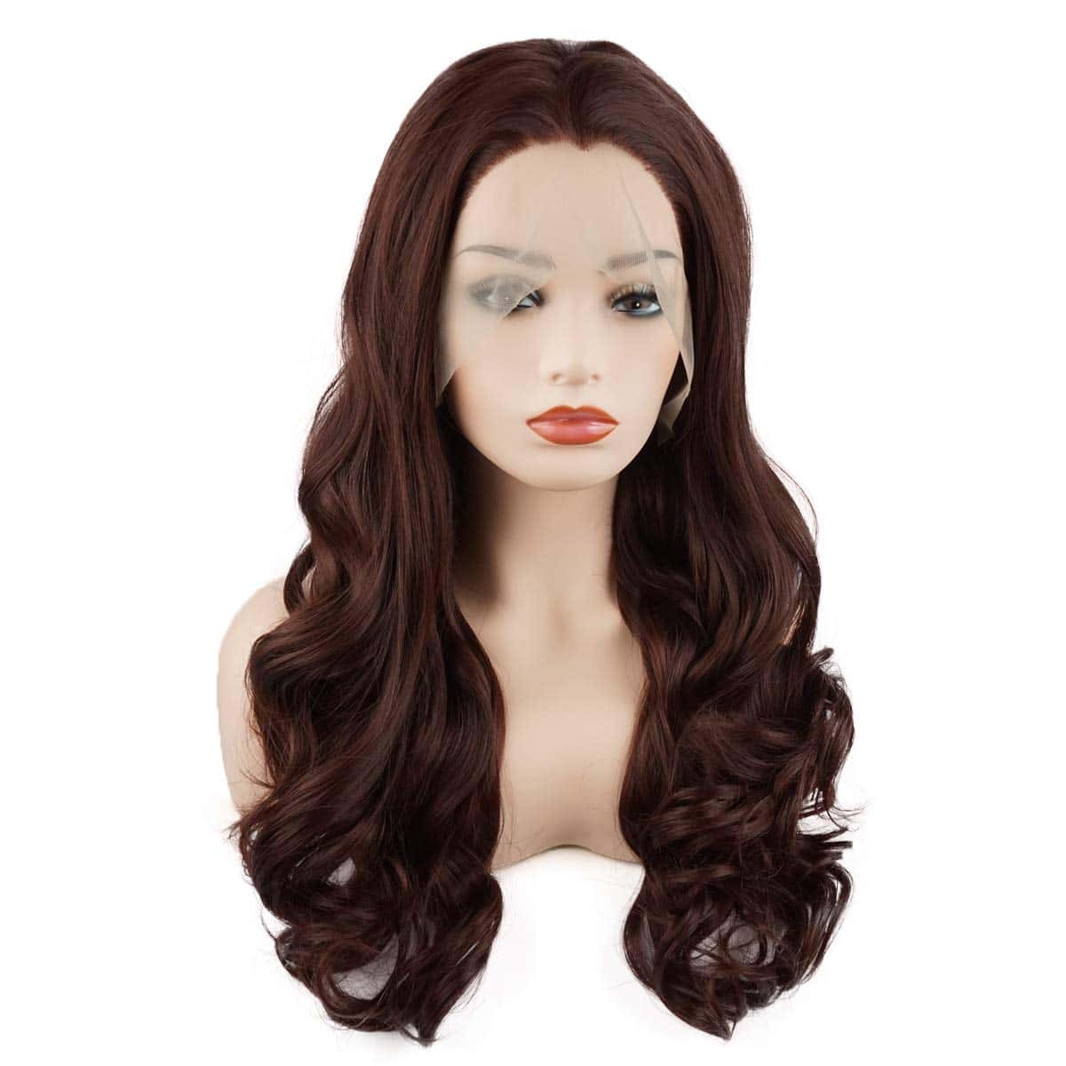 Peluca Sintética Larga Ondulada Auburn de 24 Pulgadas de - Imagen 3
