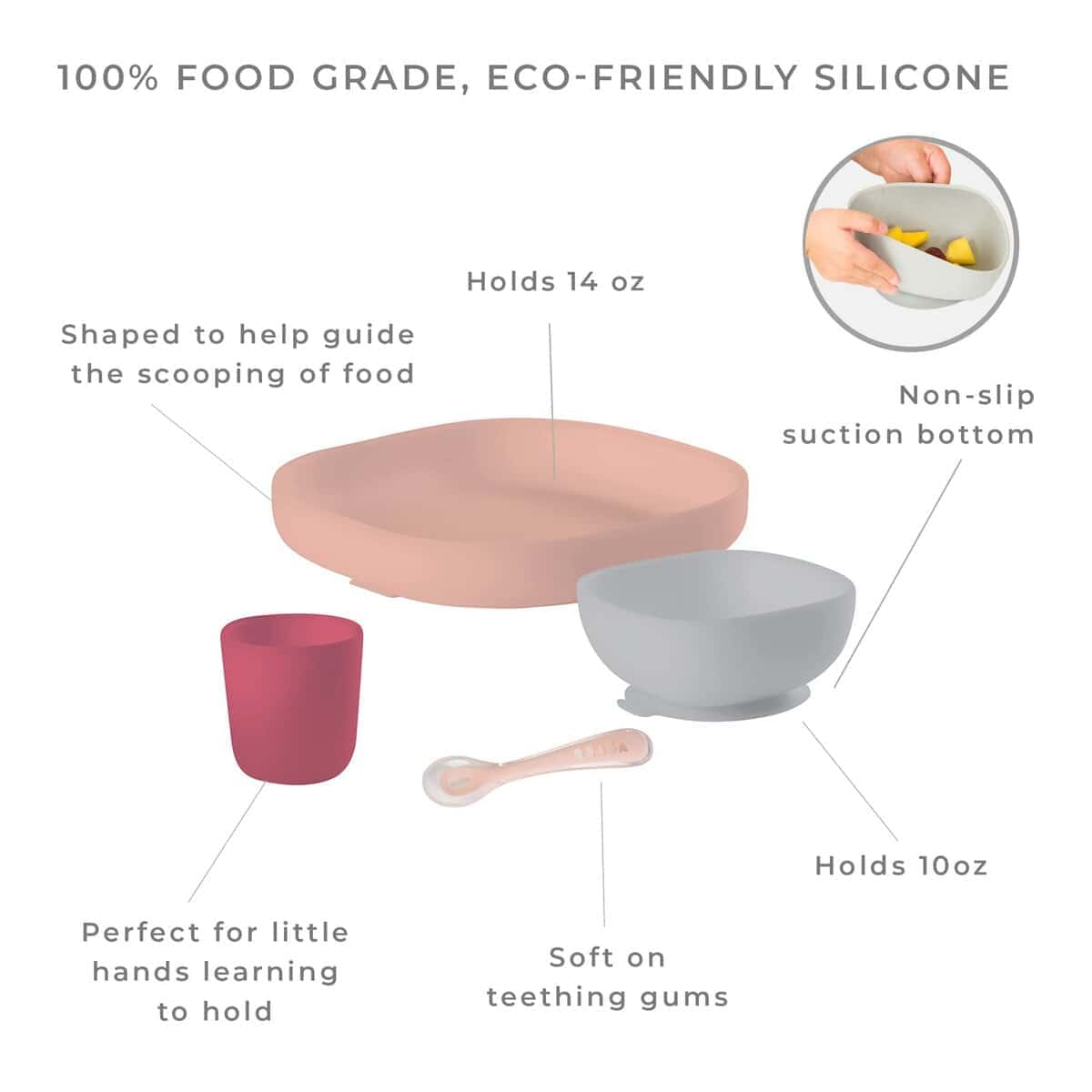 Set de Alimentación para Bebés BEABA 100% Silicona de 4 - Imagen 3