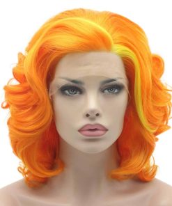 Pelucas Lushy de 10 pulgadas de dos tonos naranja dorado,