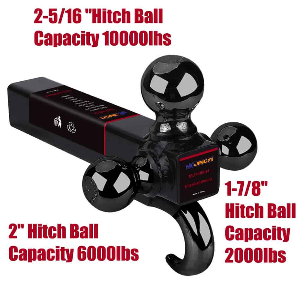 NBJINGYI 2" Soporte de bola de remolque Tri Ball Mount con - Imagen 4