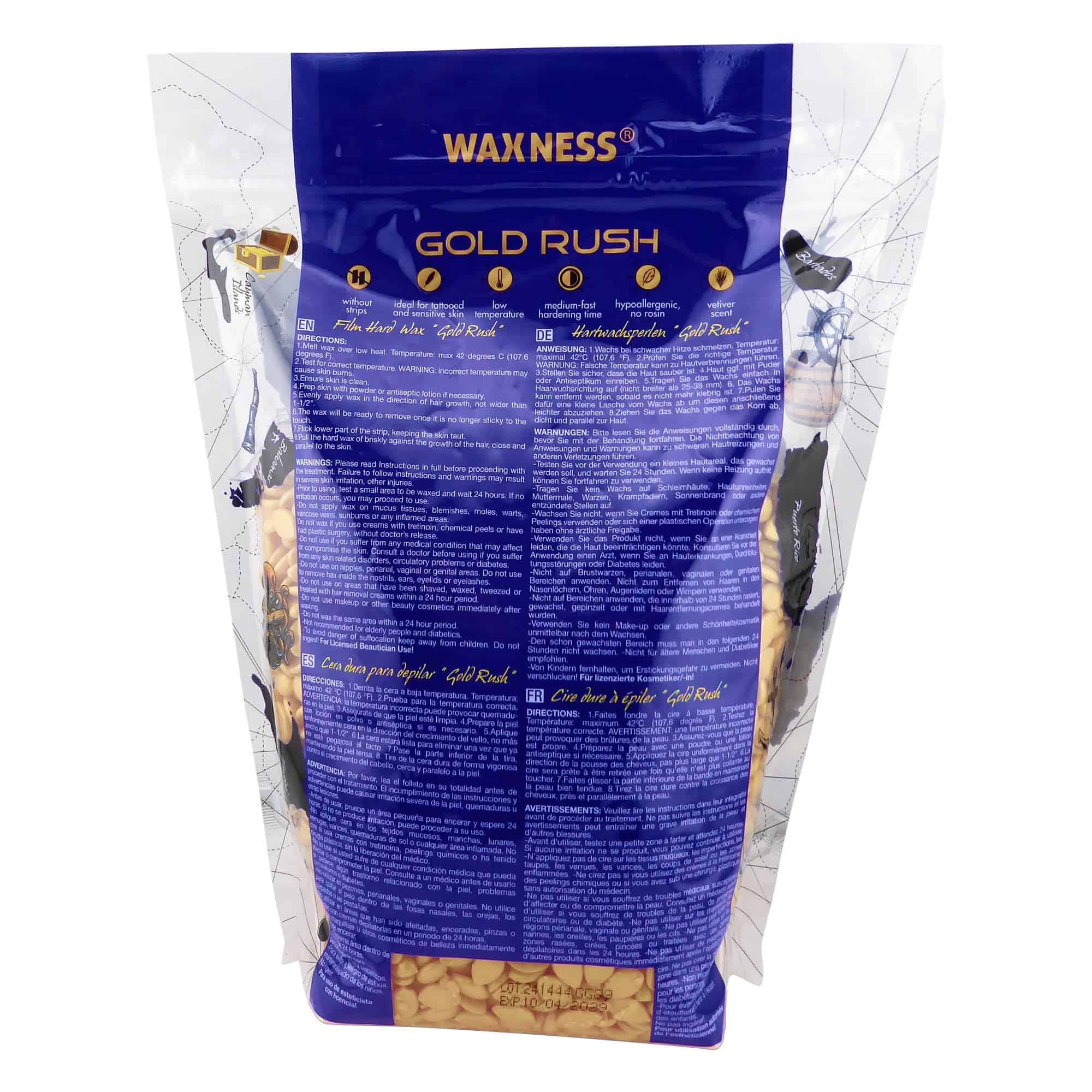 Cera Dura Premium Gold Rush sin Rosina de Waxness 1.65 lb - - Imagen 4