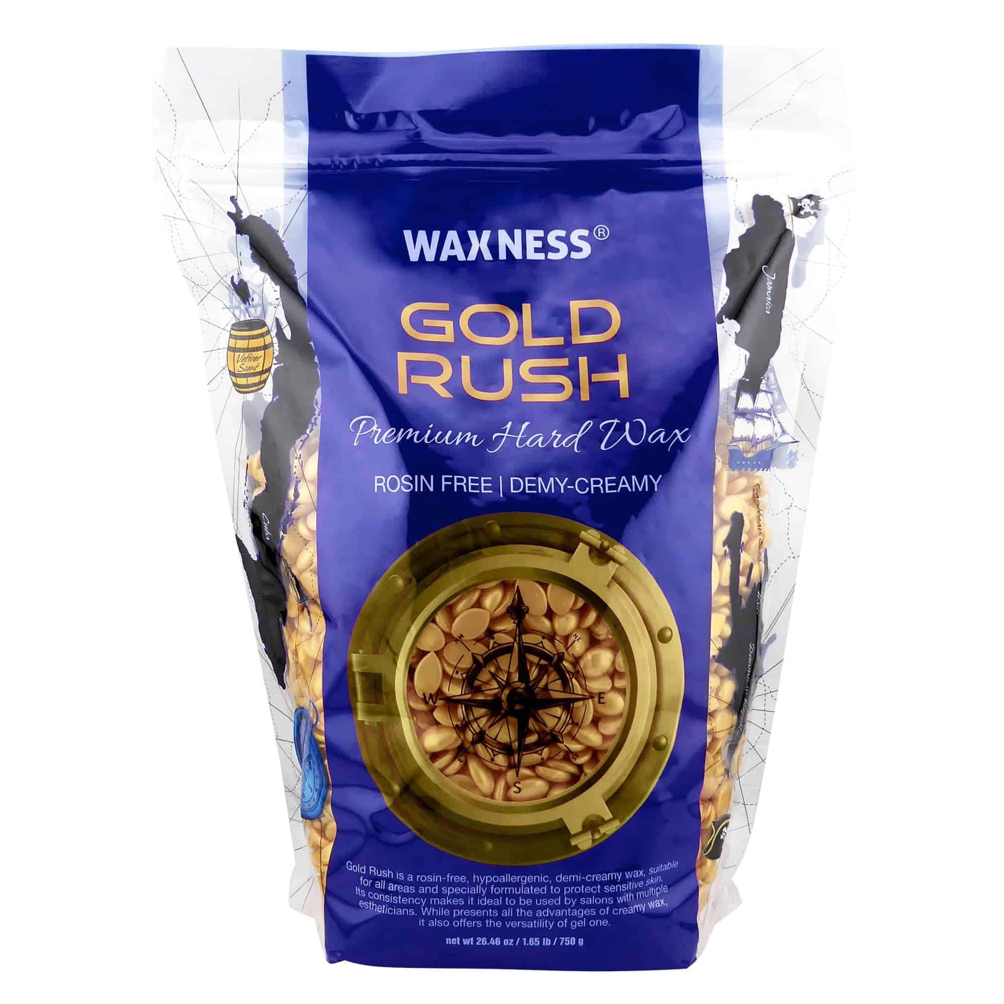 Cera Dura Premium Gold Rush sin Rosina de Waxness 1.65 lb - - Imagen 3