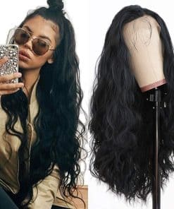 Pelucas de Encaje de Pelo Negro Largo Maycaur Pelo Rizado