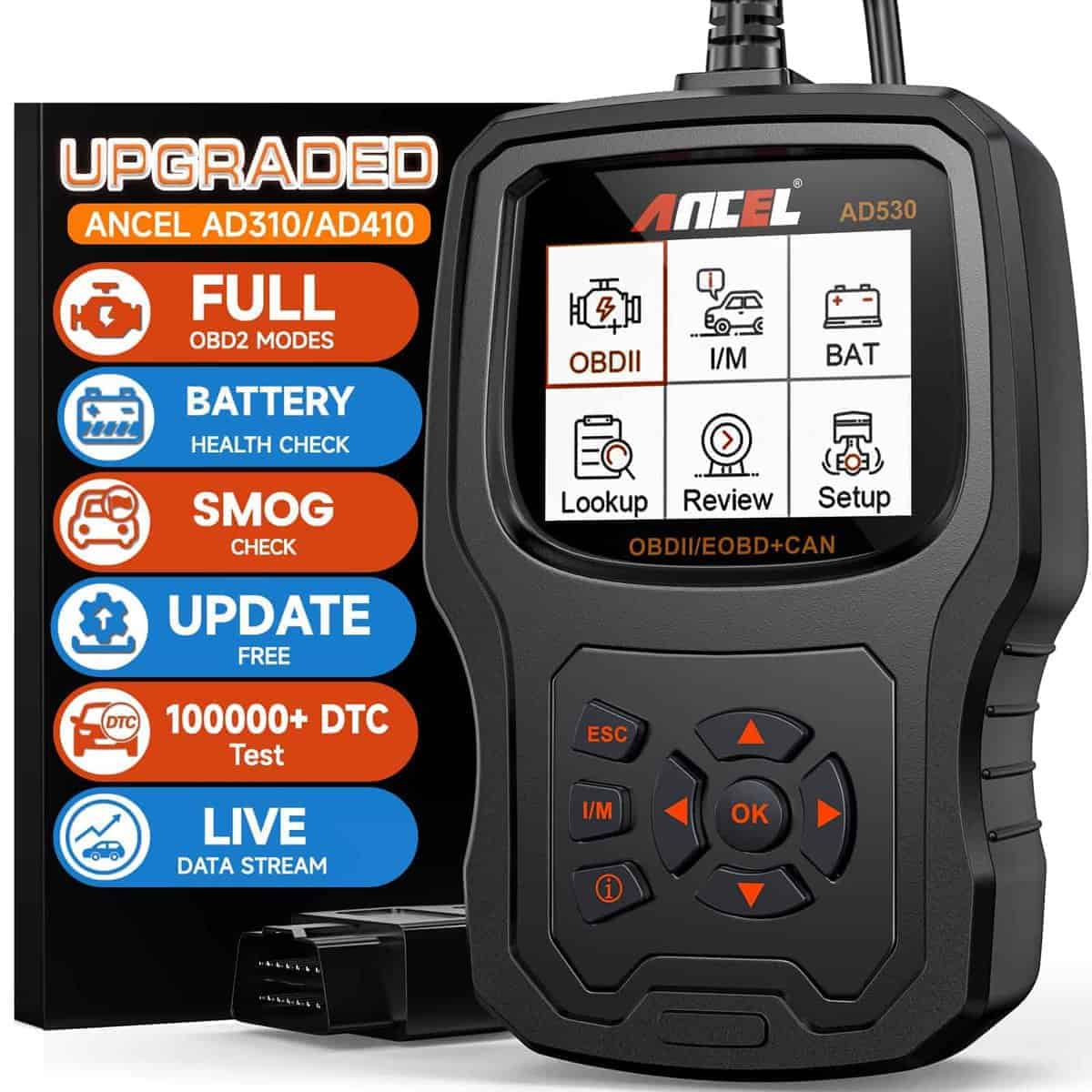 ANCEL AD530 Escáner OBD2, Herramienta de Diagnóstico