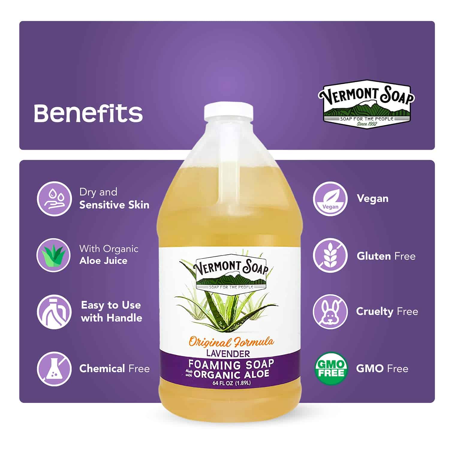 VERMONT SOAP Jabón de Espuma para Manos Orgánico de Lavanda - Imagen 6