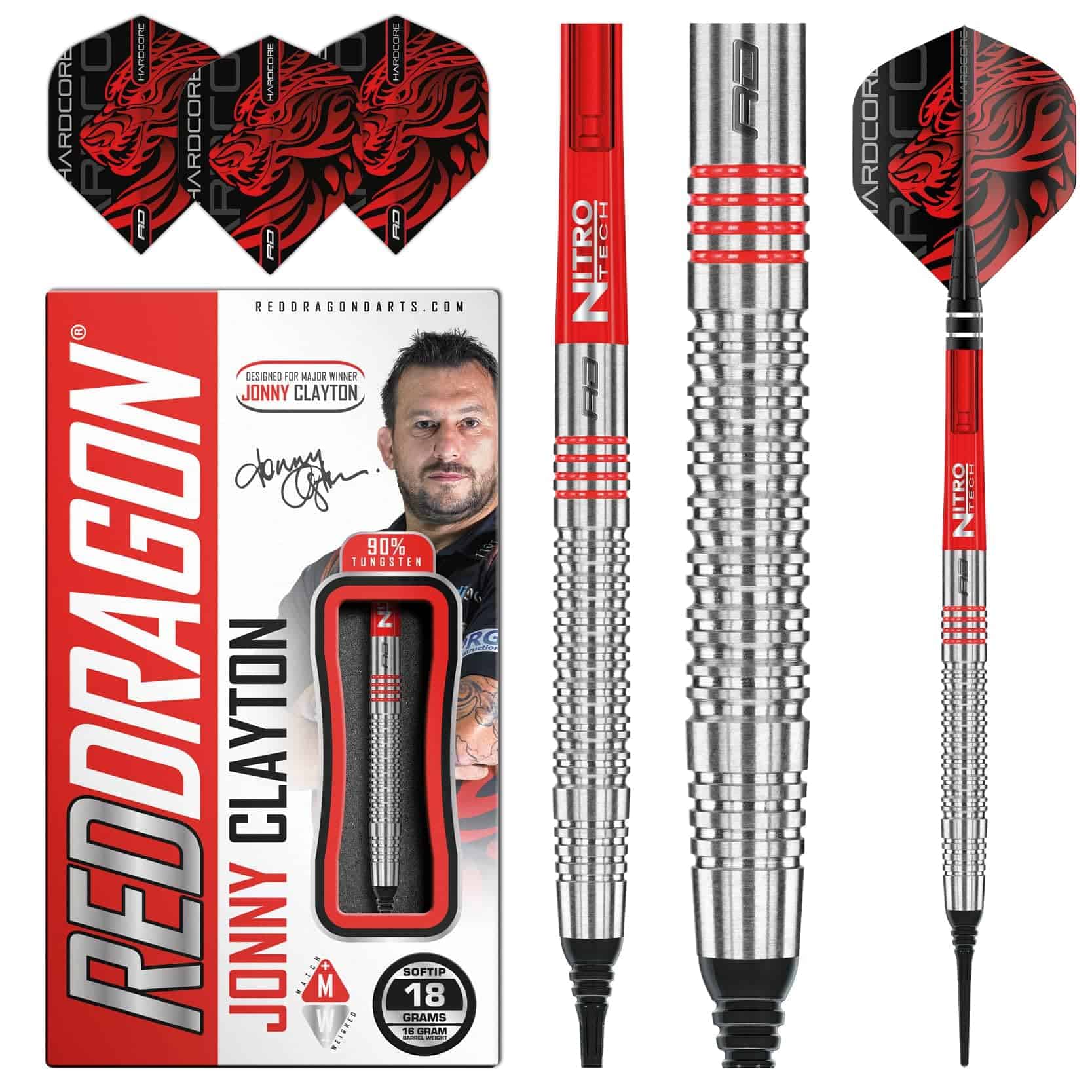 RED DRAGON Jonny Clayton 18g Barrel, 20g Full Weight Softip