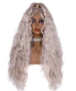 Pelucas Onduladas Rubias Platino sin Pegamento con Encaje