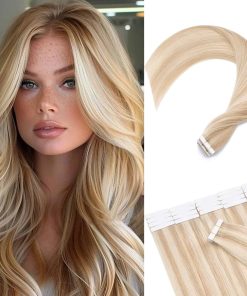 Extensiones de Cabello con Adhesivo de Cinta de -Rubio Ceniz