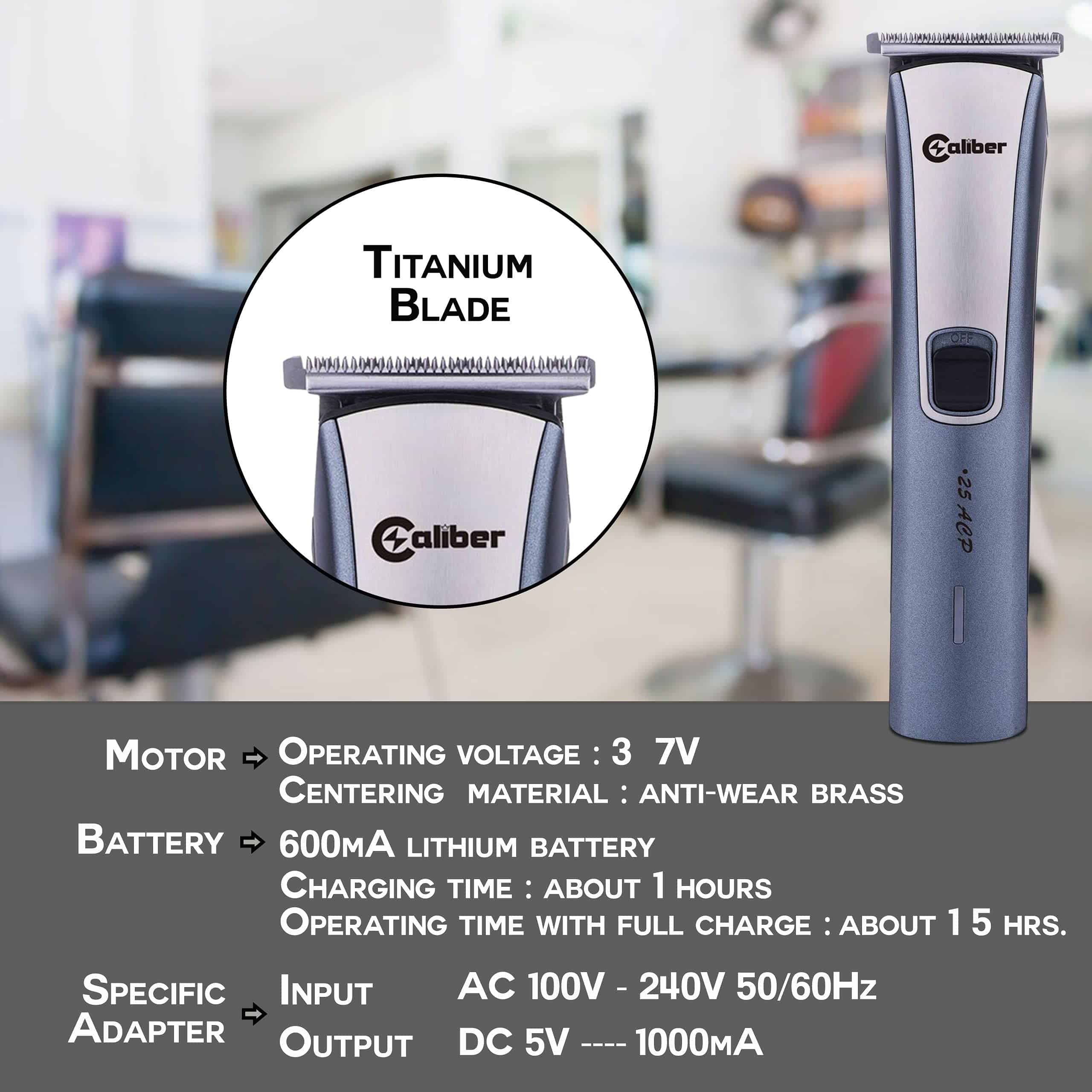 Cortadora de cabello y barba profesional Caliber .32 ACP - - Imagen 5