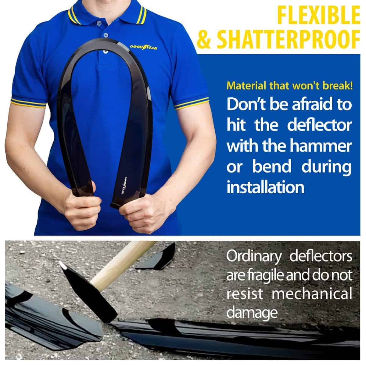 Deflectores de ventana in-Channel irrompibles -Humo Premium - Imagen 5