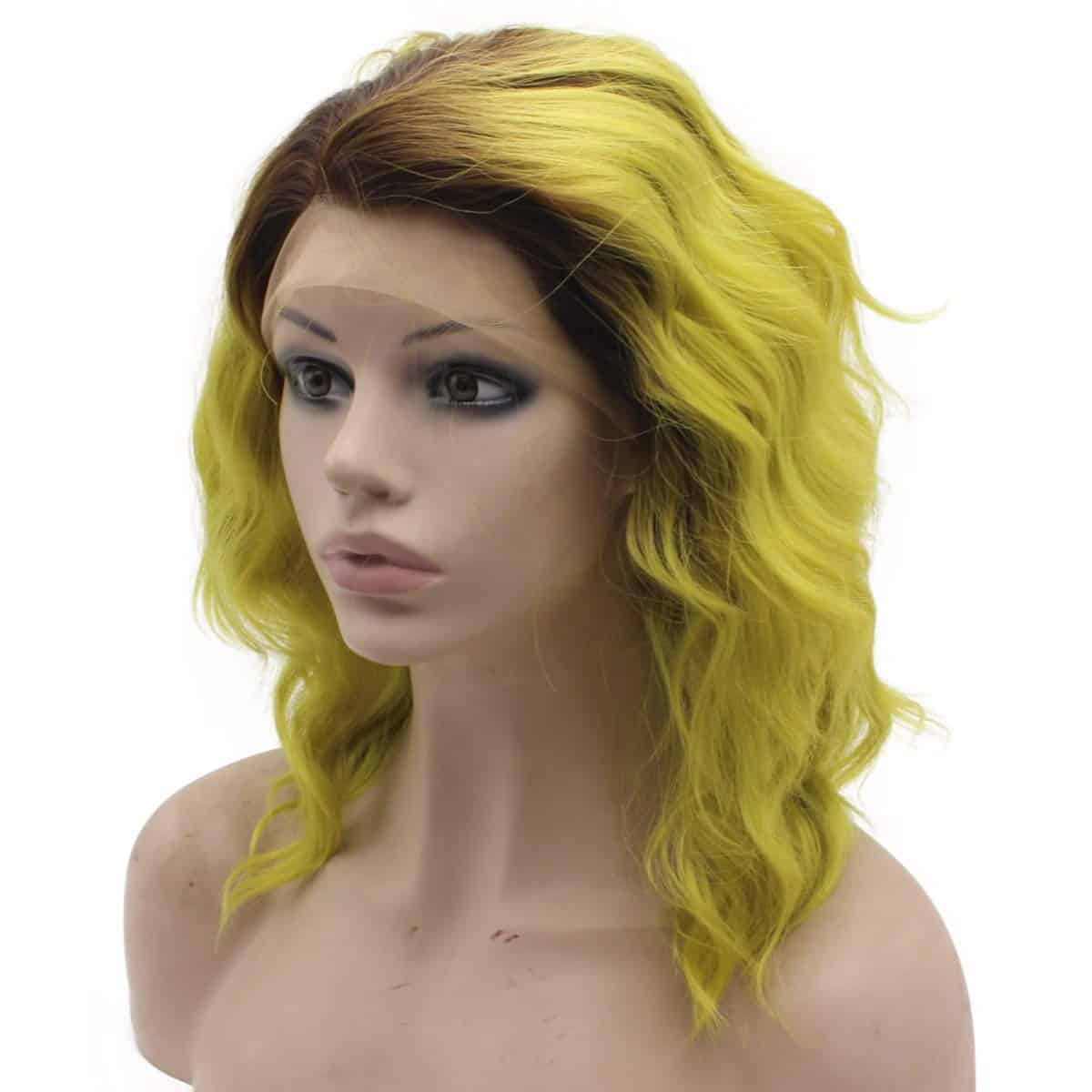 Peluca Ombre Amarilla hasta los Hombros Mxangel de Encaje - Imagen 4