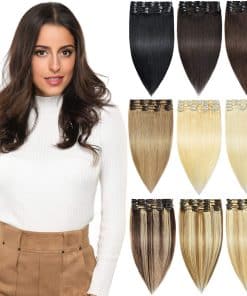 Extensiones de Cabello Clip en Botón de Rosa REMY Cabello