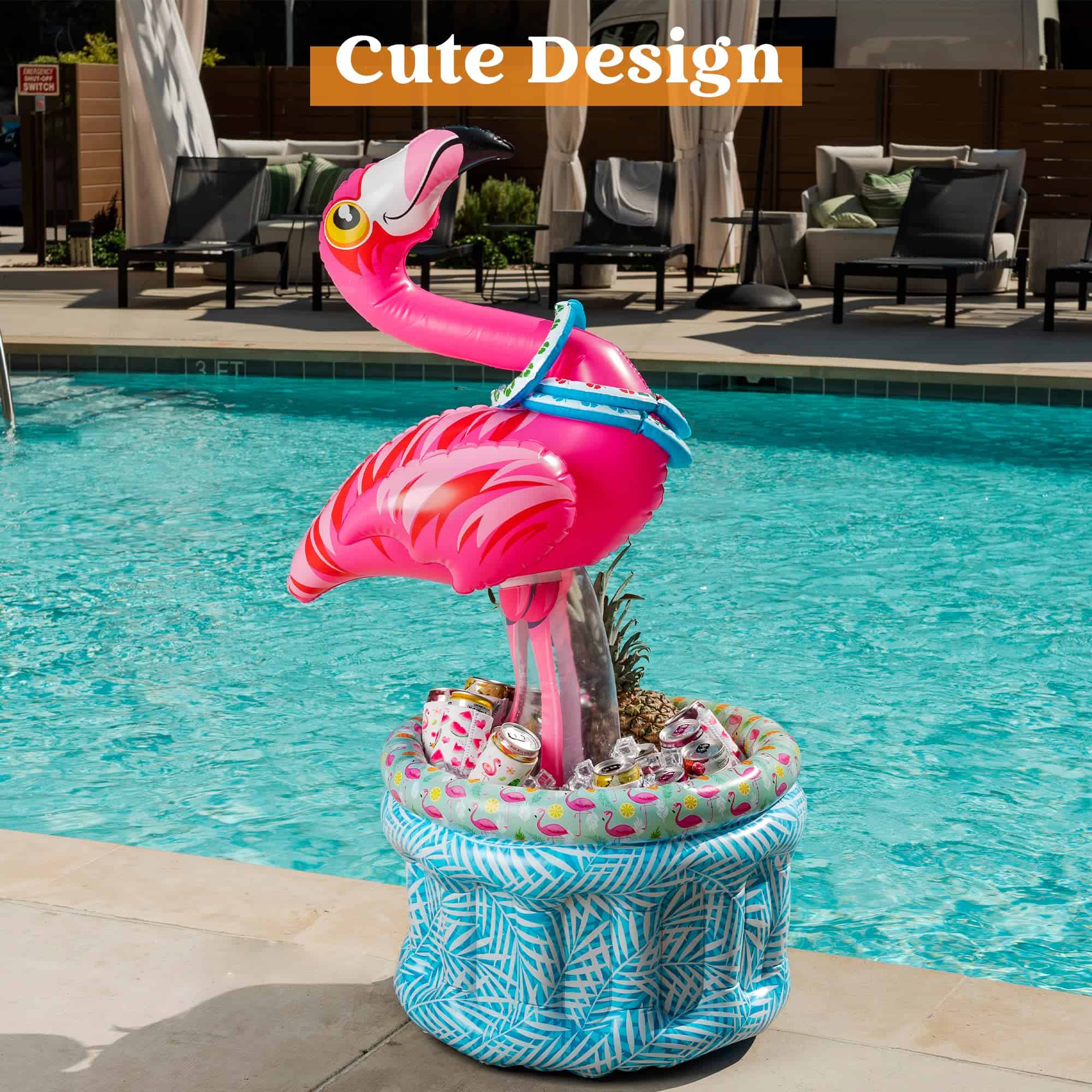 Enfriador Inflable de Flamenco JOYIN con Juego de Anillos, - Imagen 9