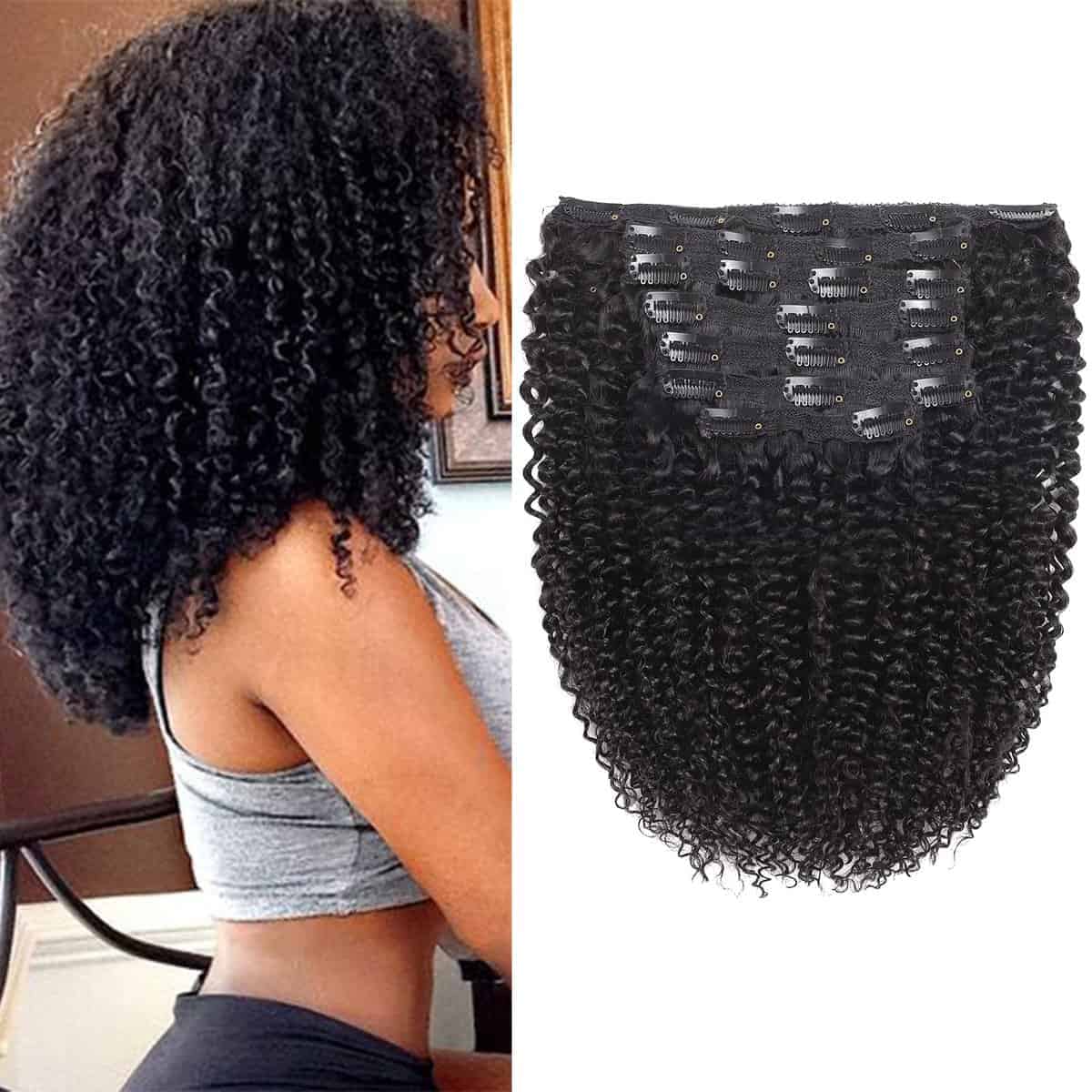 Extensiones de Cabello Rizado Kinky Curly Clip In de