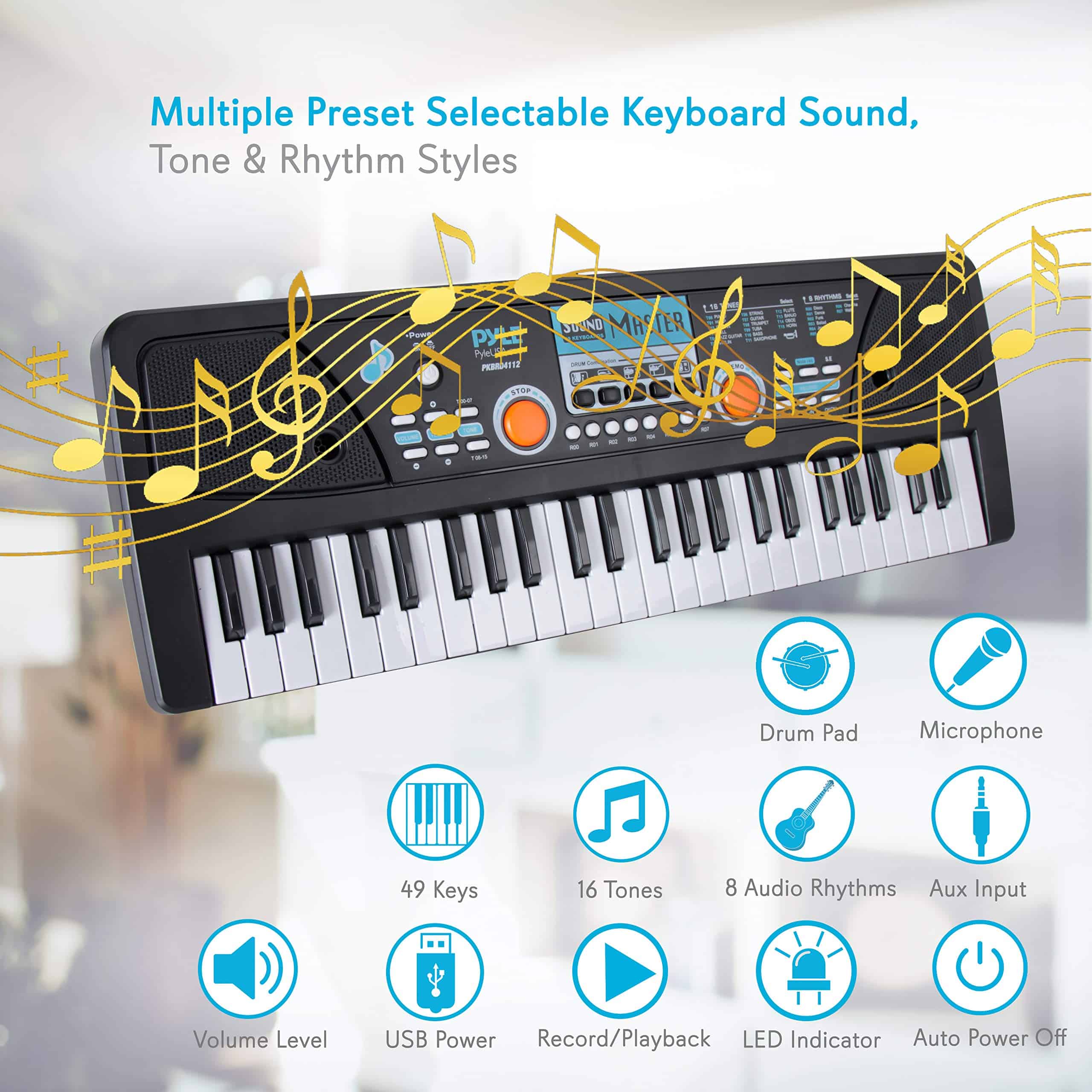 Teclado eléctrico PYLE de 49 teclas - Teclado de música - Imagen 5