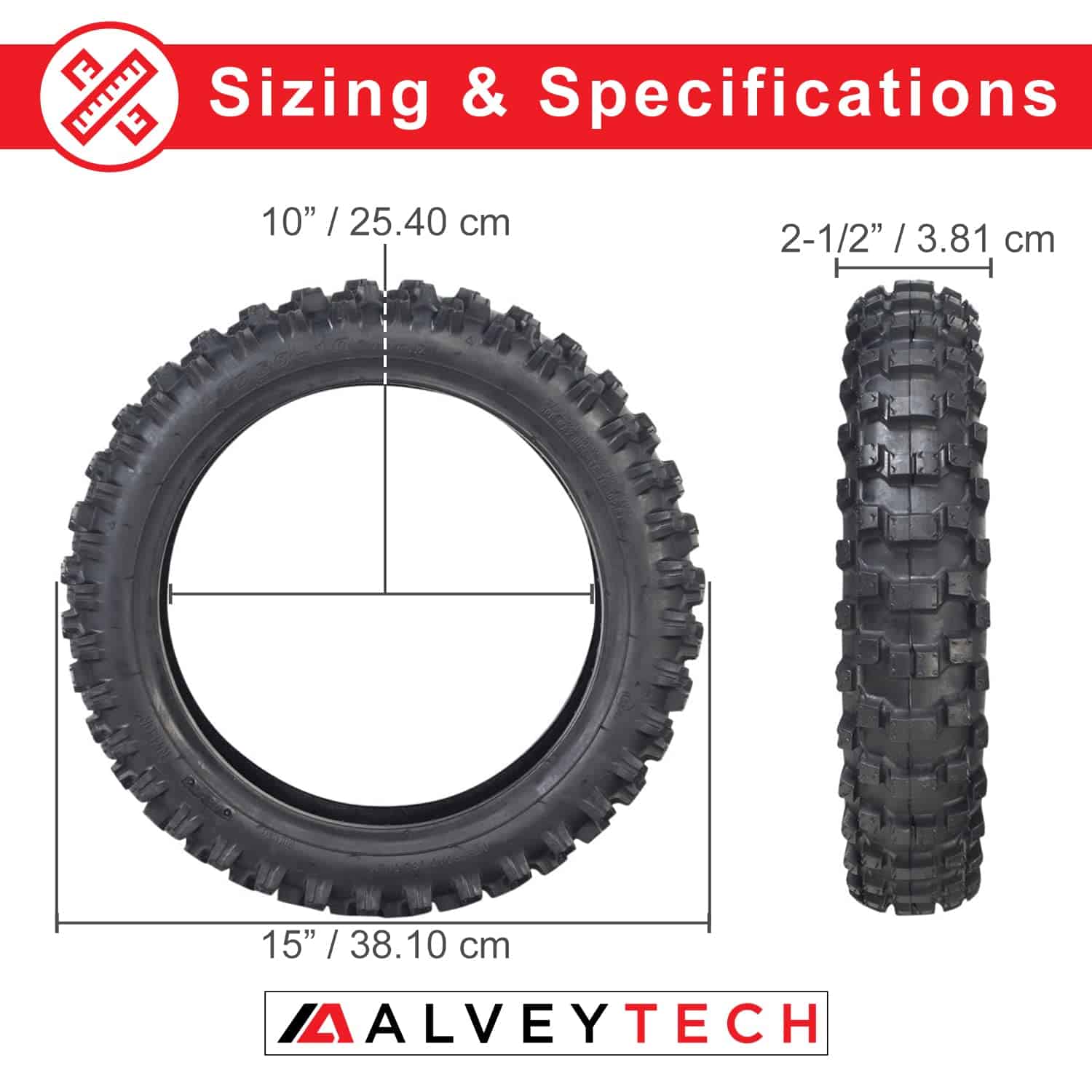Llanta para Motocicleta de Tierra AlveyTech 2.50-10 con - Imagen 4