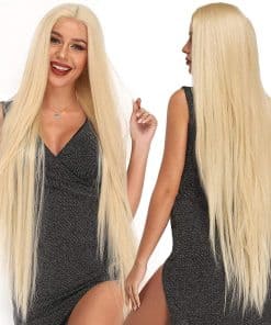 Peluca rubia larga de encaje frontal de 40 pulgadas Ebingoo