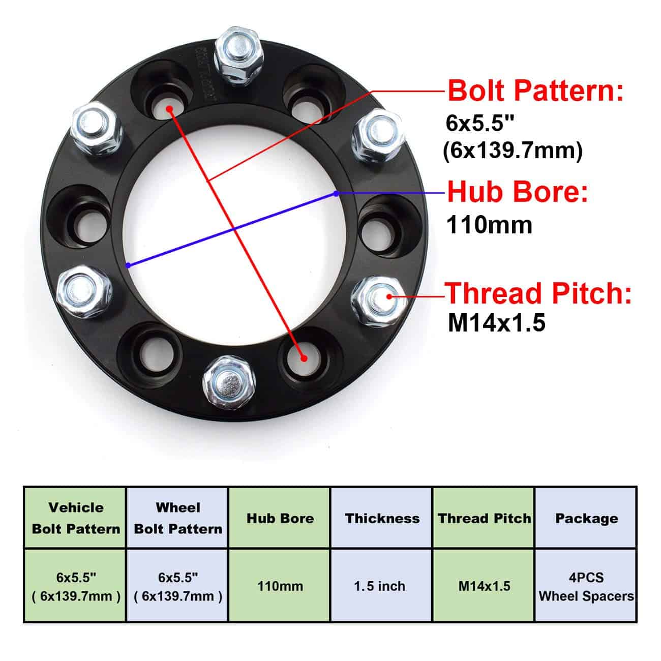 Separadores de Rueda LU HWN 4X4 6x5.5, Adaptadores de Rueda - Imagen 3