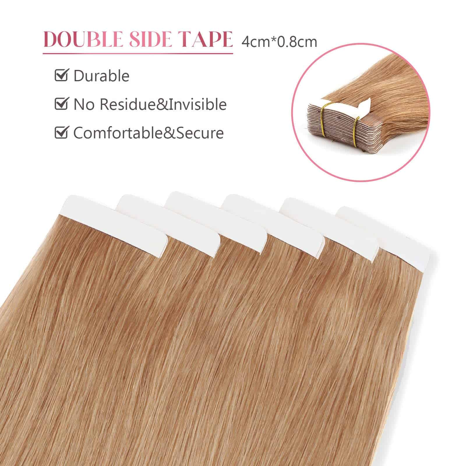 Extensiones de Cabello Remy Human Tape in Strawberry Blonde - Imagen 5