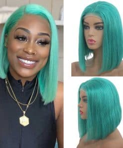 Pelucas de Encaje Bob Azul Turquesa 8 pulgadas 180% de