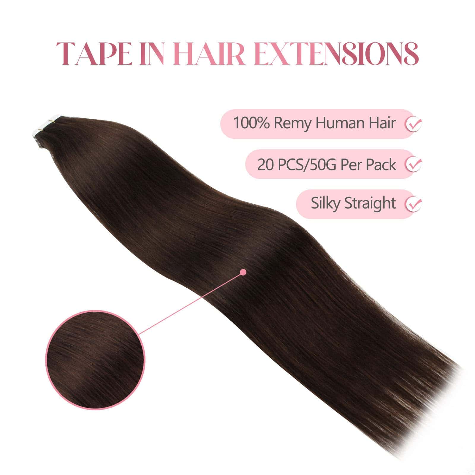 Extensiones de Cabello Remy de Cinta Oscura Sixstarhair - Imagen 3