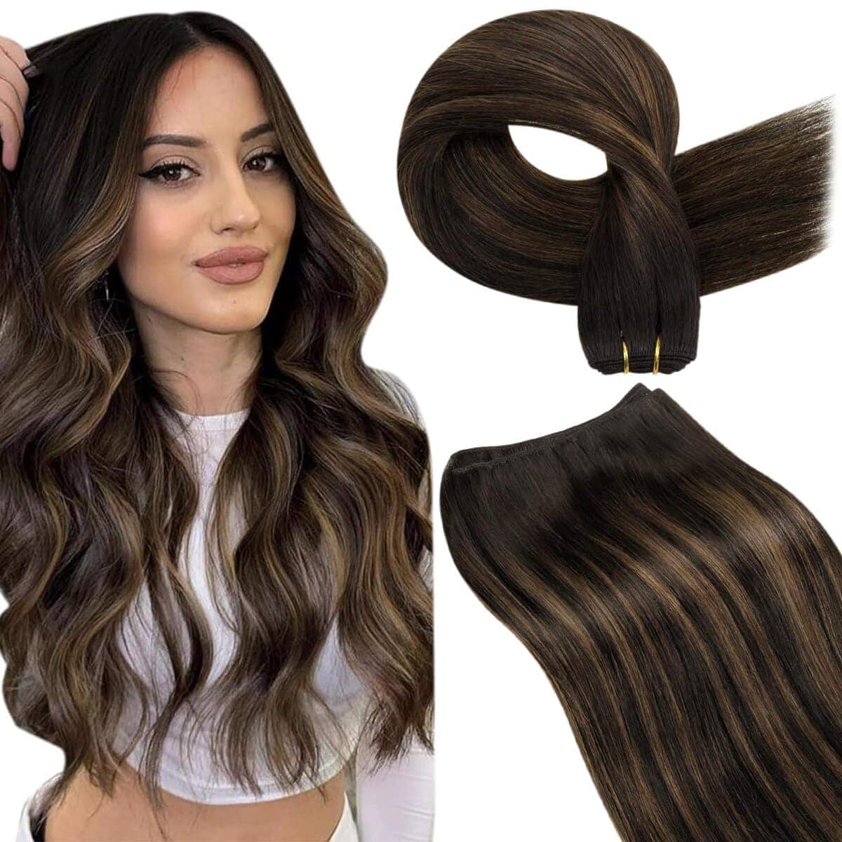 Extensiones de Cabello Cosidas LaaVoo de Cabello Humano