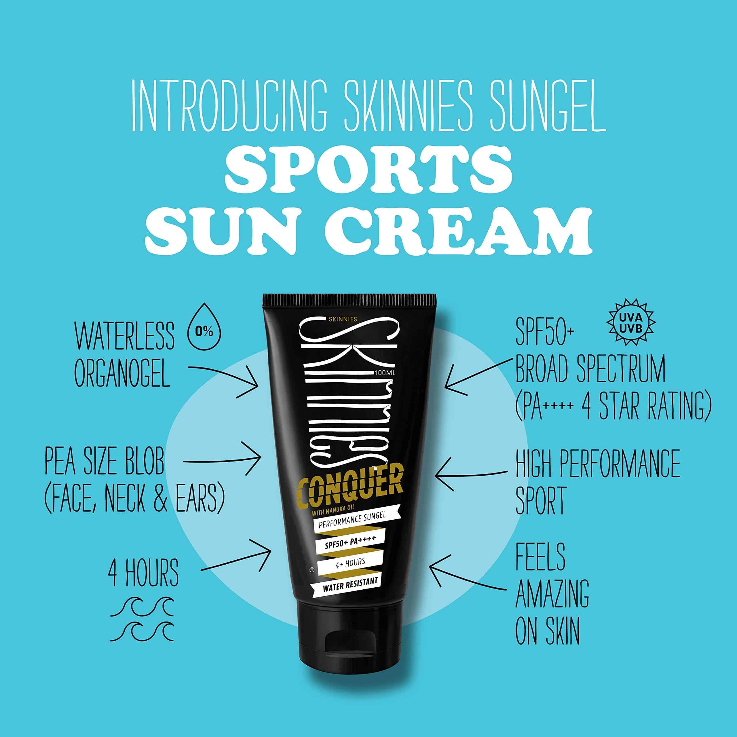 Skinnies 100ml SPF50+ CONQUER, Crema Solar en Gel, Amplio - Imagen 4