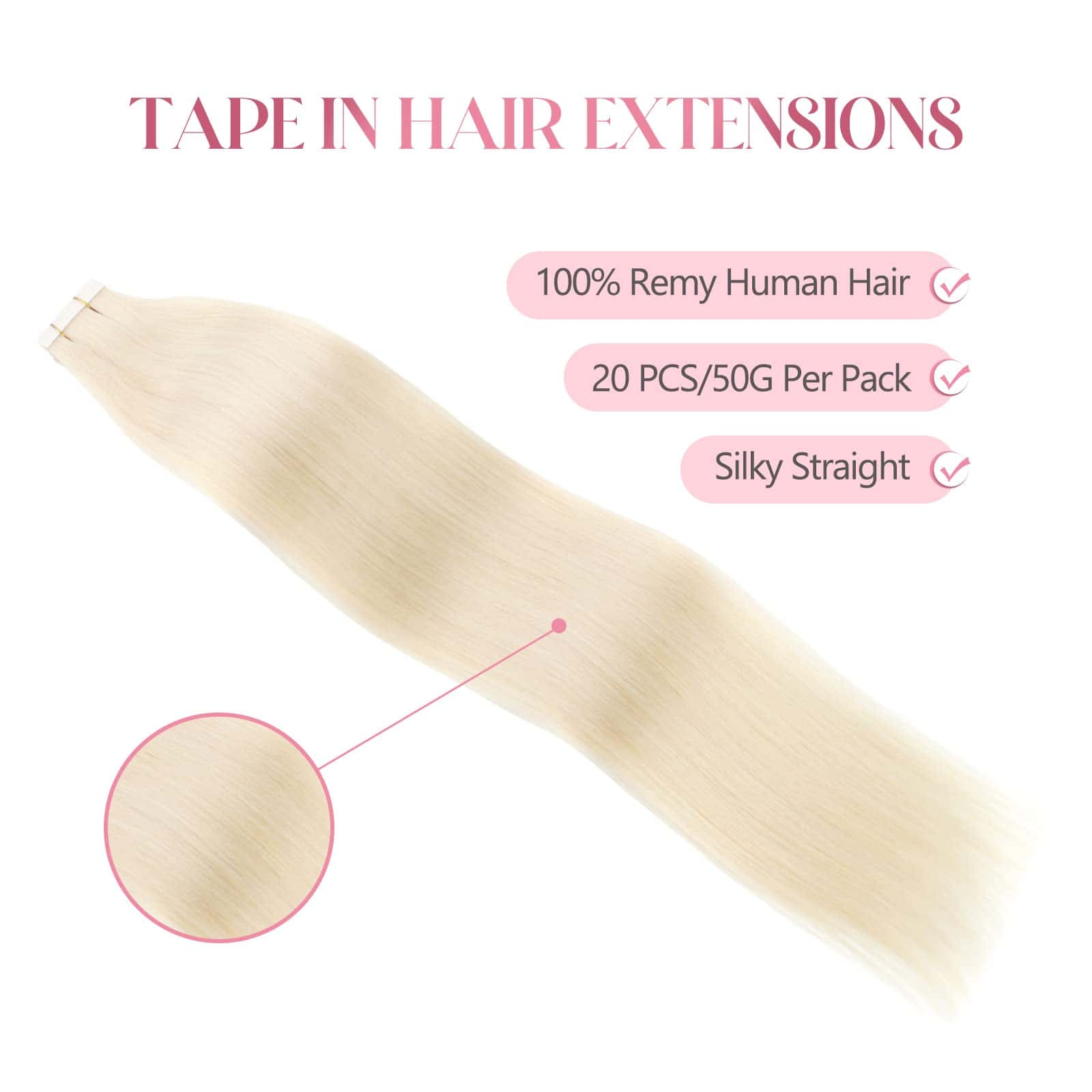 Extensiones de Cabello en Cinta Sixstarhair 50g Rubias - Imagen 3