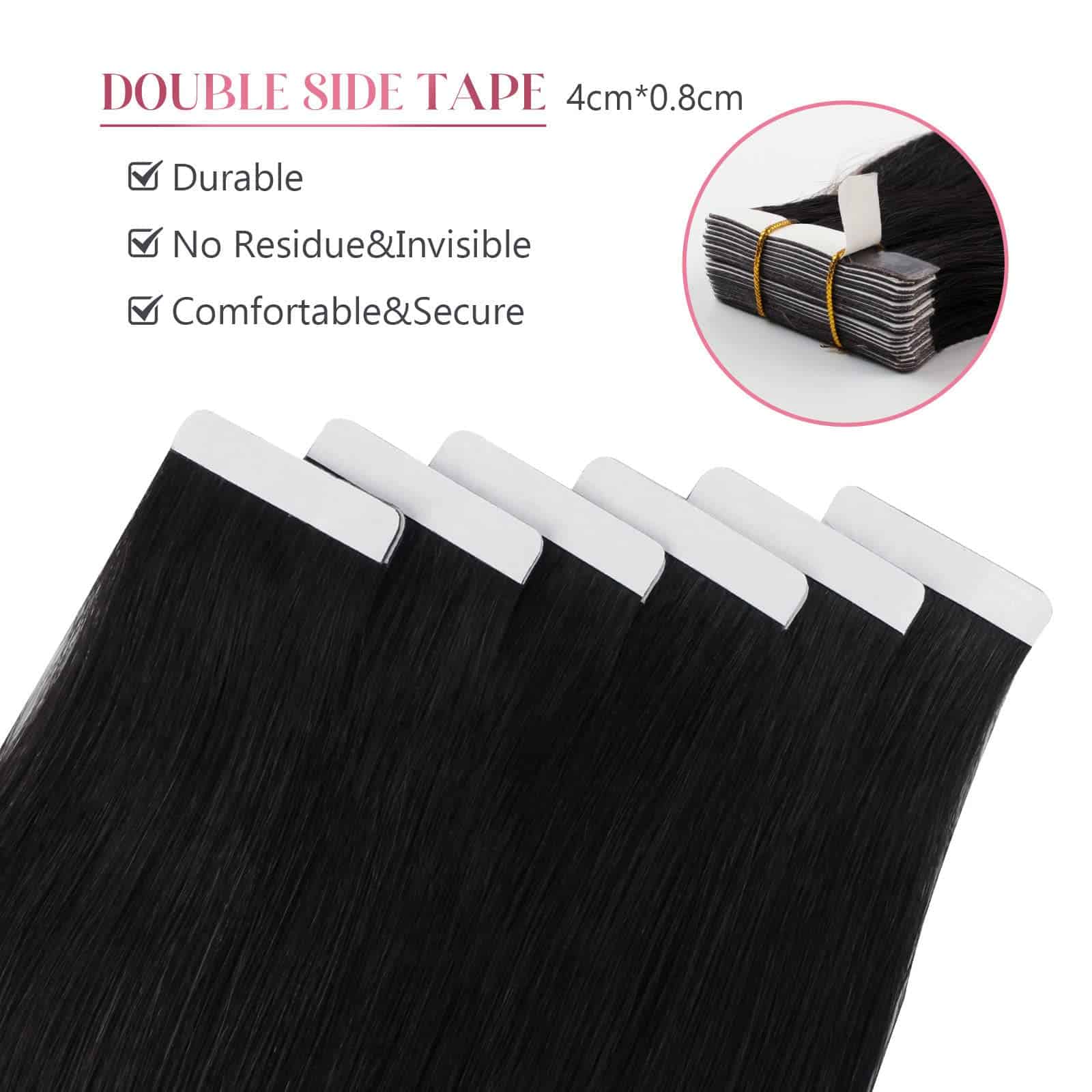 Extensiones de Cabello en Tape Jet Black de Sixstarhair - Imagen 6