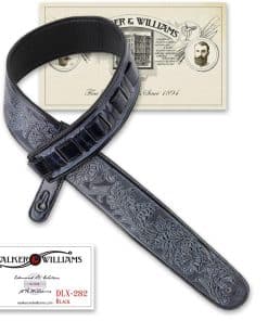 Correa de Guitarra Acolchada Hecha a Mano en Cuero Negro