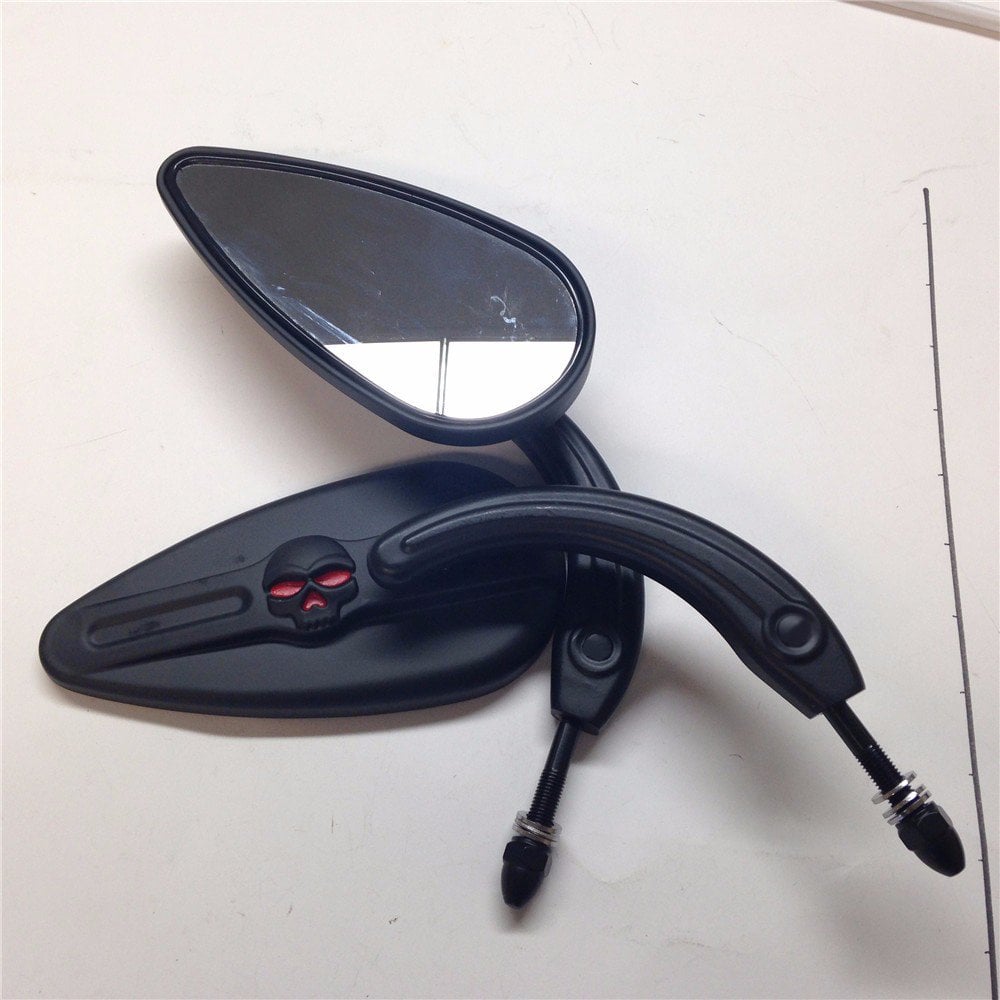 Espejos de calavera en forma de lágrima de aluminio negro