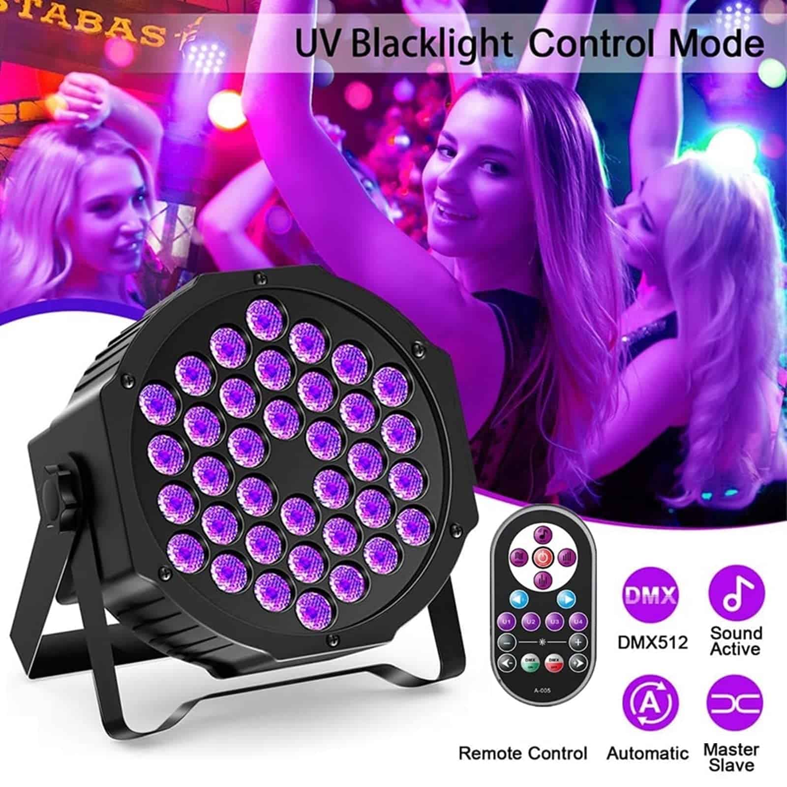 36 Luces Negras LED, U`King 72W Luces UV Negras con Control - Imagen 5