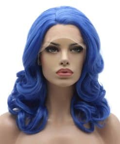 Pelucas de Encaje Frontal Sintético Realista -Azul