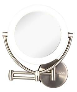 Espejo de maquillaje iluminado montado en la pared,