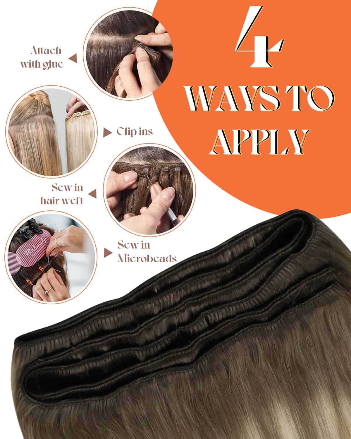 Extensiones de Cabello Humano Sunny Hair Cosido en Trama - Imagen 5