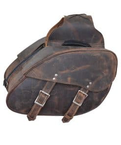 Bolso de sillín de cuero real marrón envejecido para moto,