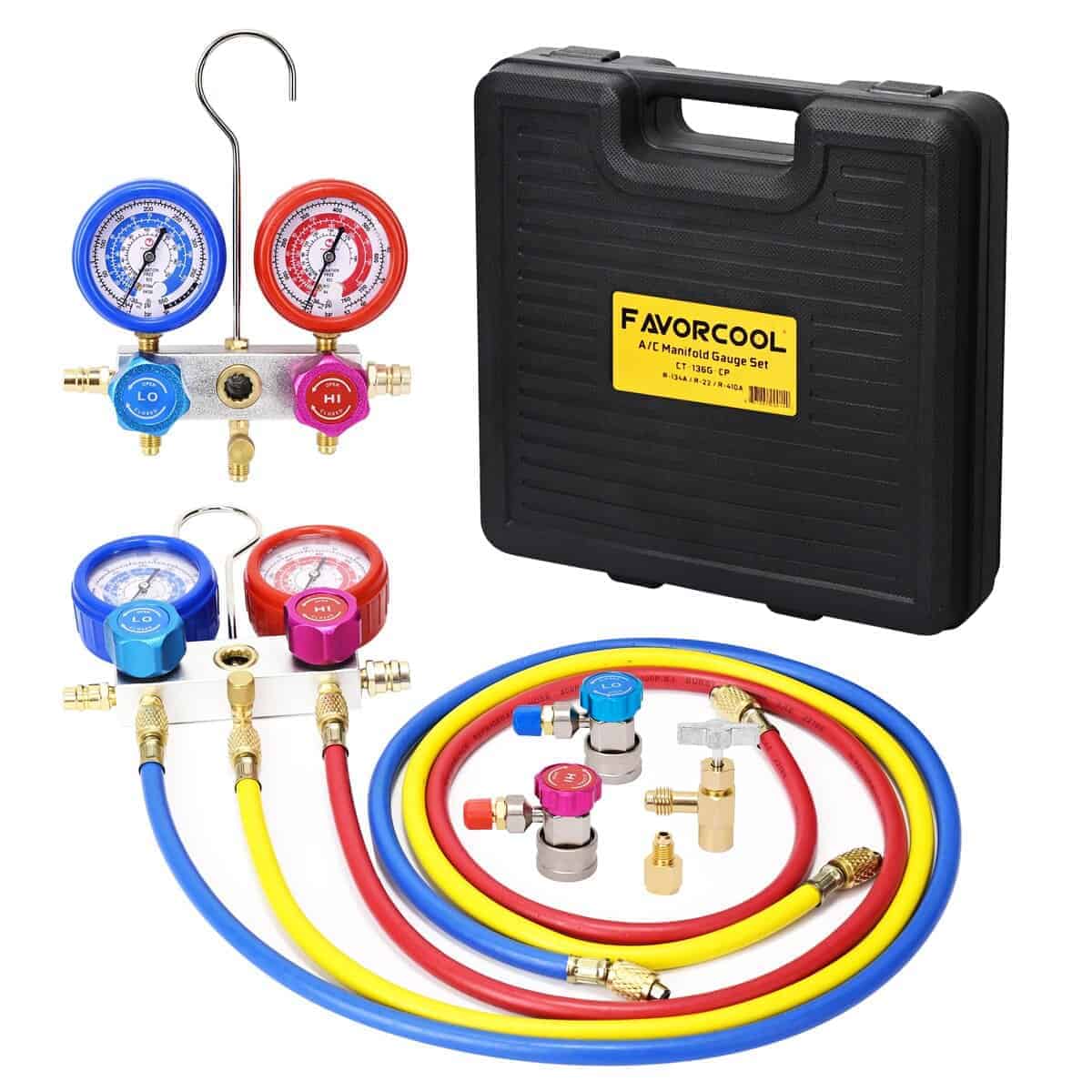 FavorCOOL Juego de Manómetros HVAC para Refrigerante R410a