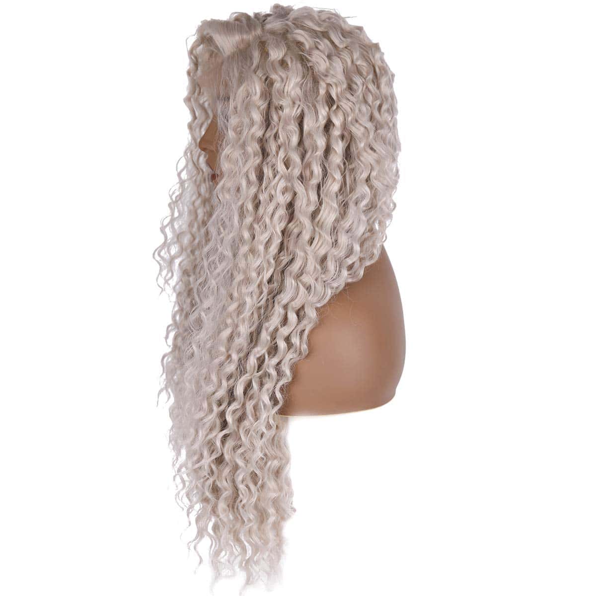 Pelucas Largas Rizadas Platino Rubio Plateado Peluca de - Imagen 4