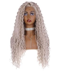 Pelucas Largas Rizadas Platino Rubio Plateado Peluca de