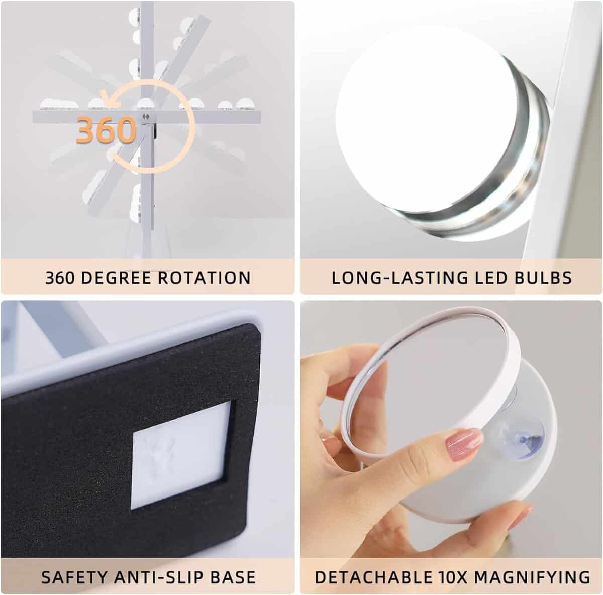 Espejo de Maquillaje FENCHILIN Iluminado Espejo Hollywood - Imagen 6