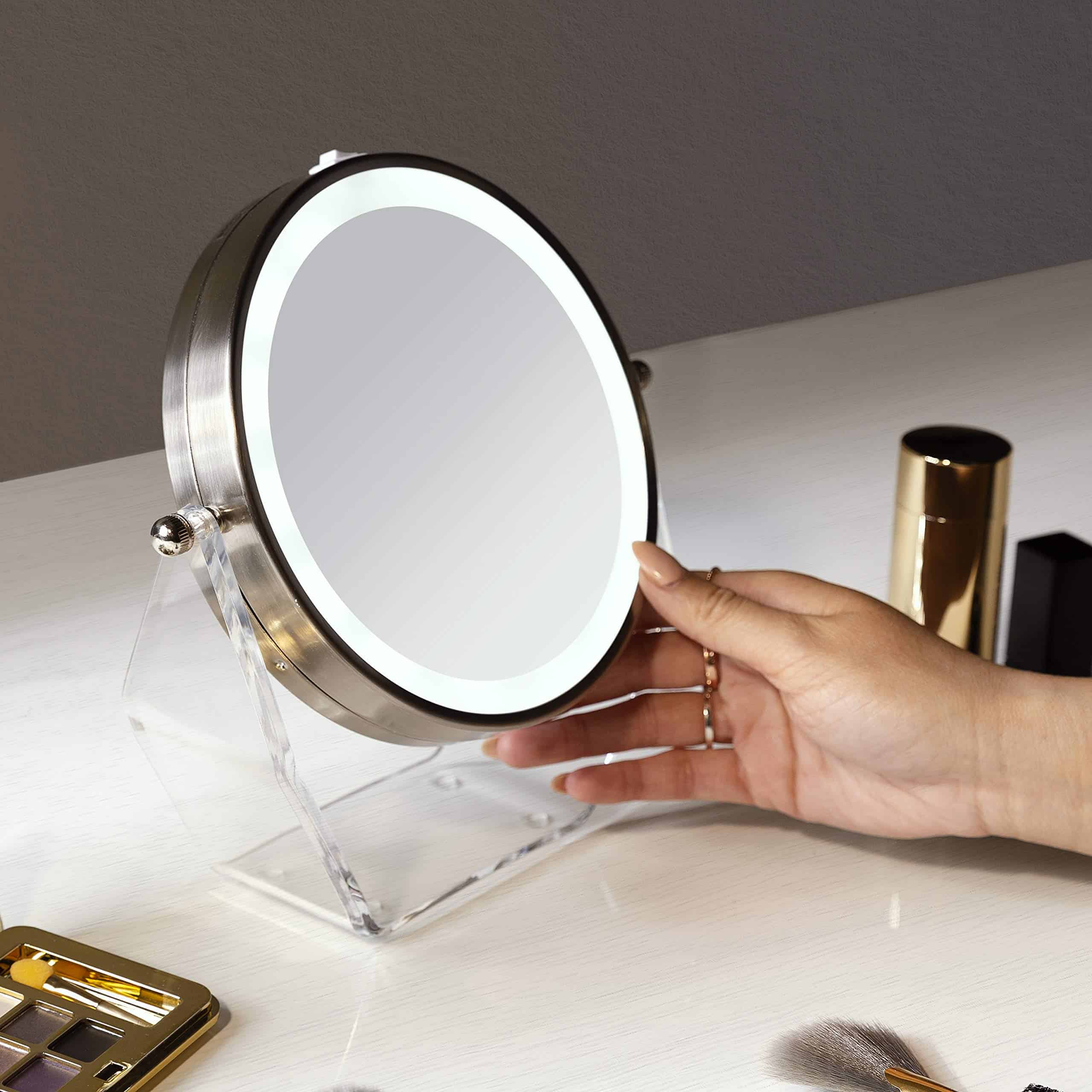 Espejo de tocador con base acrílica giratoria de doble cara - Imagen 3
