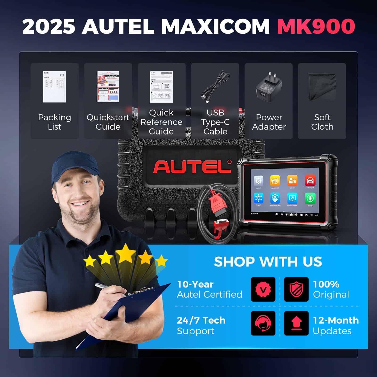 Autel MaxiCOM MK900 Escáner OBD2: Actualizado al 2025 del - Imagen 10