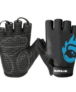 Guantes de Gimnasio BURNLAB Pro (Negro y Azul, Mediano)
