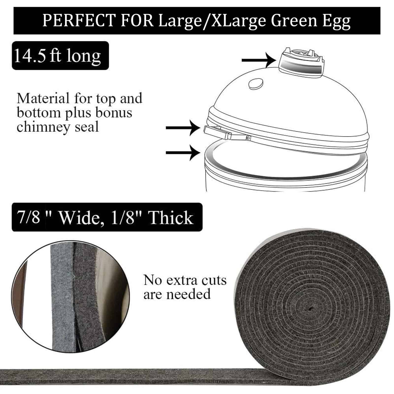 Sello para ahumador Green Egg, Reemplazo de sello para - Imagen 3