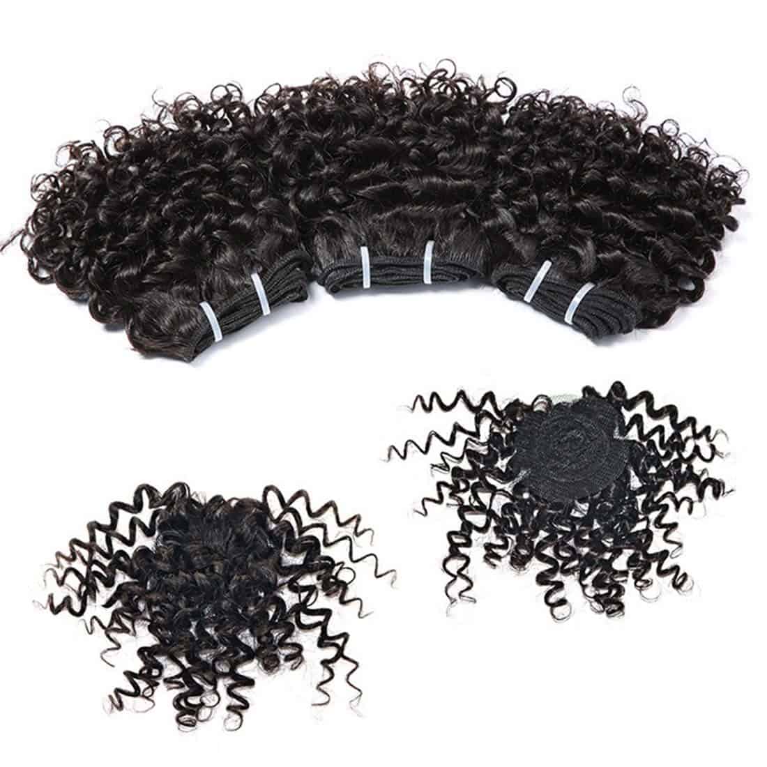 Paquetes de Tejido de Cabello Rizado Kinky Corto de Cabello - Imagen 4